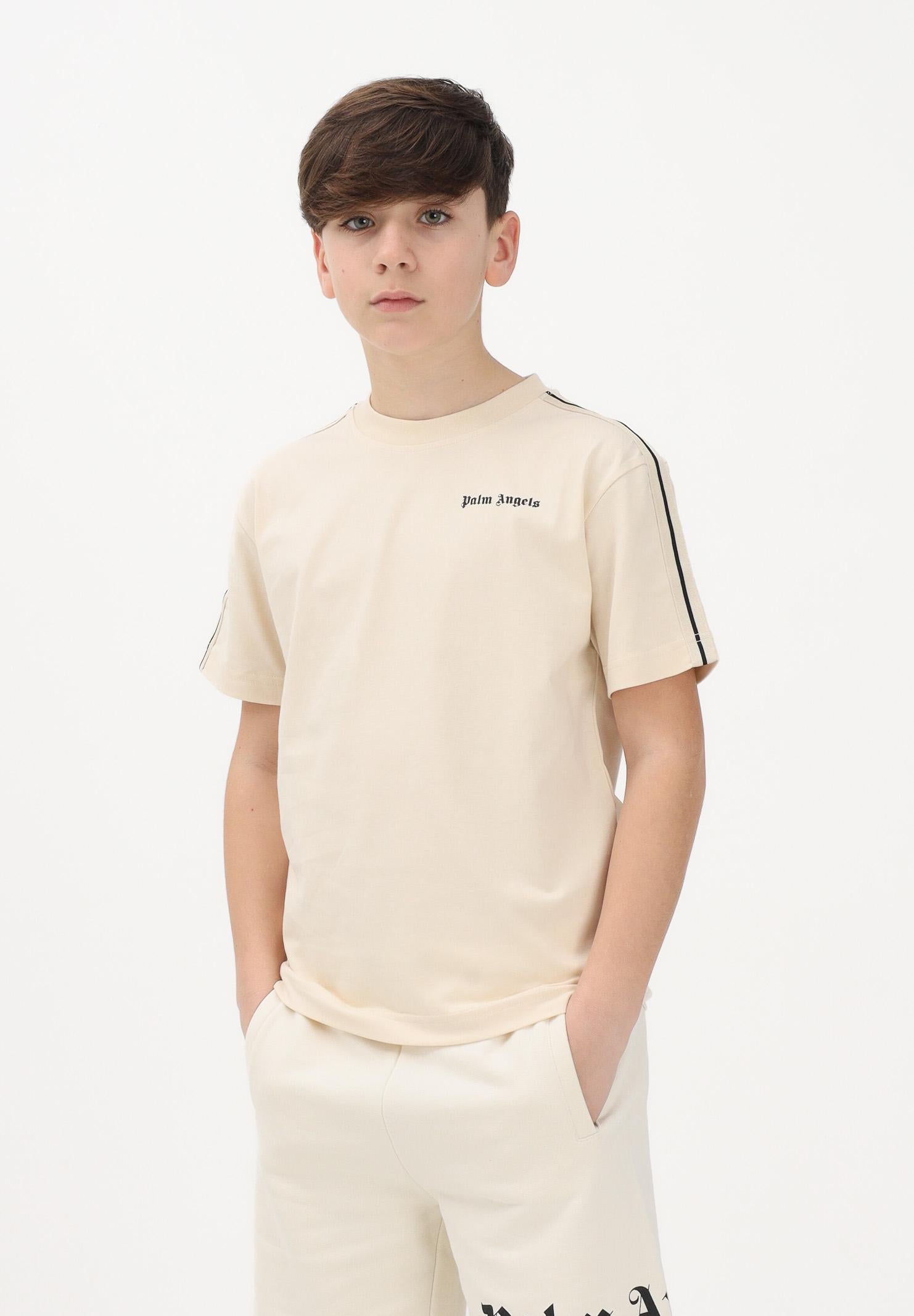 PALM ANGELS T-shirt a manica corta panna per donna, ragazzi e bambini con logo PBAA011S26JER001 092 PALM ANGELS 