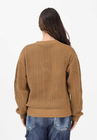 DSQUARED2 Maglioncino girocollo marrone per donna, bambino e bambina con maxi logo e patch DQ3243D0AGR DQ730 DSQUARED2 