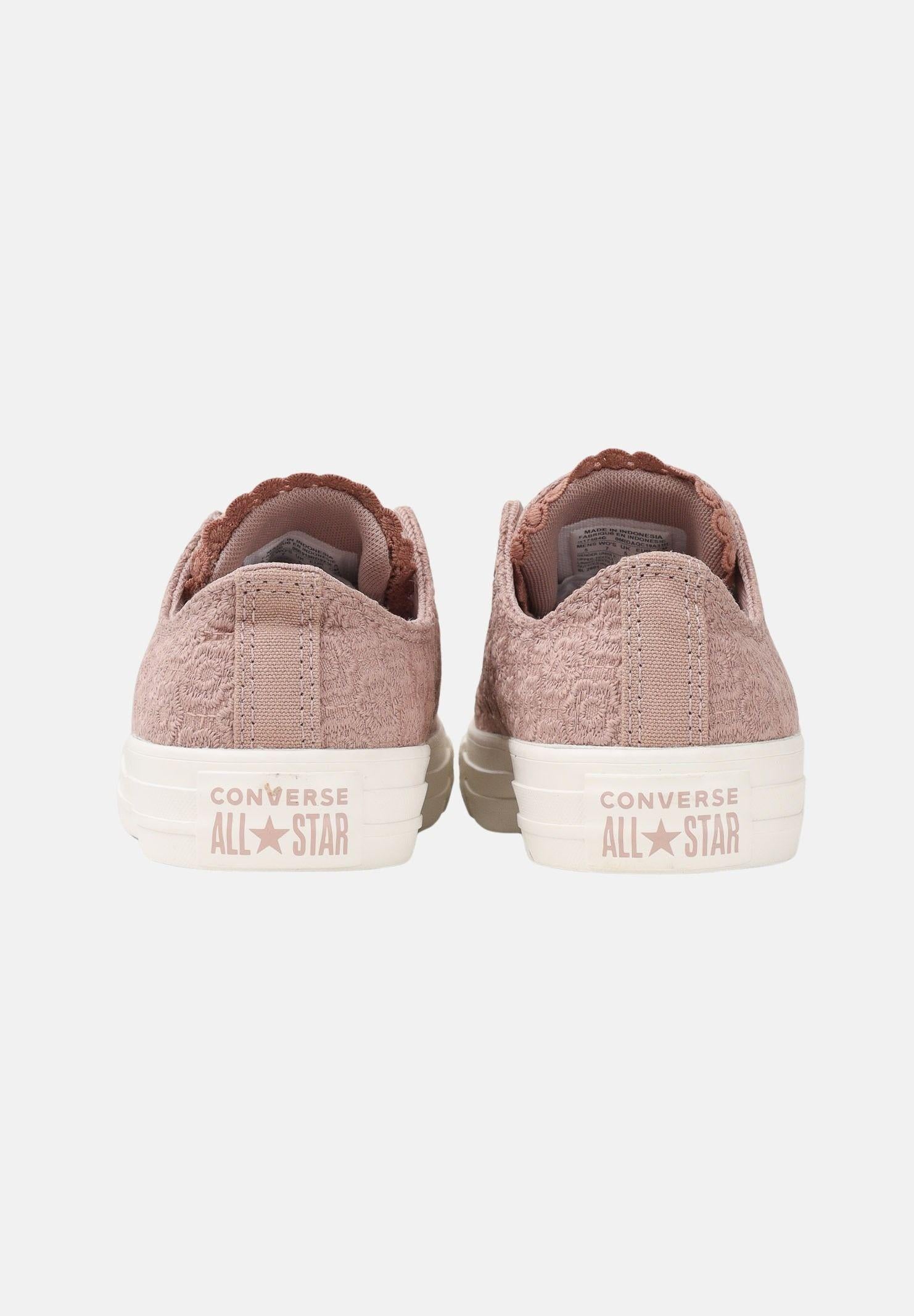 CONVERSE sneakers basse Chuck Taylor All Star Crochet Florals Brown-Cream marrone/crema donna. A17584C . CONVERSE 