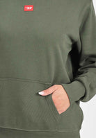 DIESEL Felpa con cappuccio verde militare per donna, ragazzi e bambini rifinita da patch D J025020GEAD K513 DIESEL 