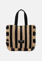 PATRIZIA PEPE Borsa mare da donna caratterizzata da un vivace design a righe verticali nere e beige 2B0135V004 FE22 PATRIZIA PEPE 