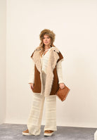 MEHRAN Pelliccia smanicata reversibile beige da donna 25235BRWBIS BRWBIS MEHRAN 