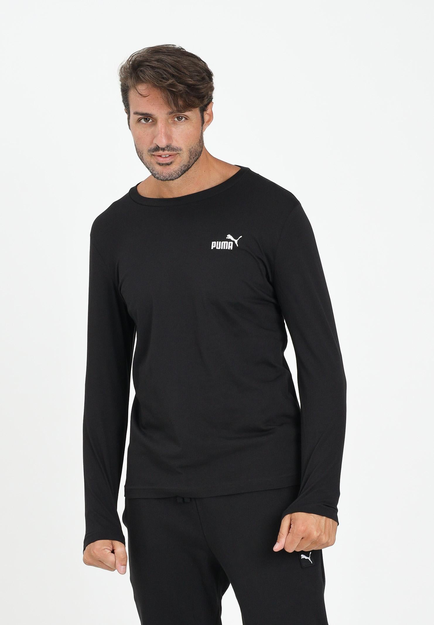 PUMA T-shirt a manica lunga Essentials con logo N. 1 nera da uomo 682546 01 PUMA 