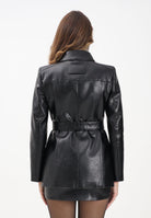 PATRIZIA PEPE Trench corto in tessuto spalmato nero da donna 8O0200E070 K103 PATRIZIA PEPE 