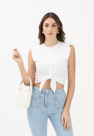 ELISABETTA FRANCHI T-shirt smanicata bianca da donna con nodo MA01161E2 270 ELISABETTA FRANCHI 