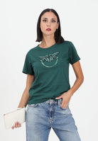 PINKO T-shirt a manica corta verde da donna con logo Love Birds 100535A2RN X79 PINKO 
