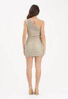 SIMONA CORSELLINI Abito corto monospalla oro da donna in maglia lavorata con inserti floreali P26CEABO5201 V0118 SIMONA CORSELLINI 