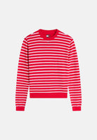 TOMMY JEANS maglia girocollo Essential Crew Sweater Amaryllis Red Stripe bianco con righe rosse e blu donna. DW0DW20159 0EX TOMMY JEANS 