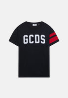 GCDS T-shirt a manica corta nera per bambino e bambina con logo Z0UKQC592J105 999R GCDS 
