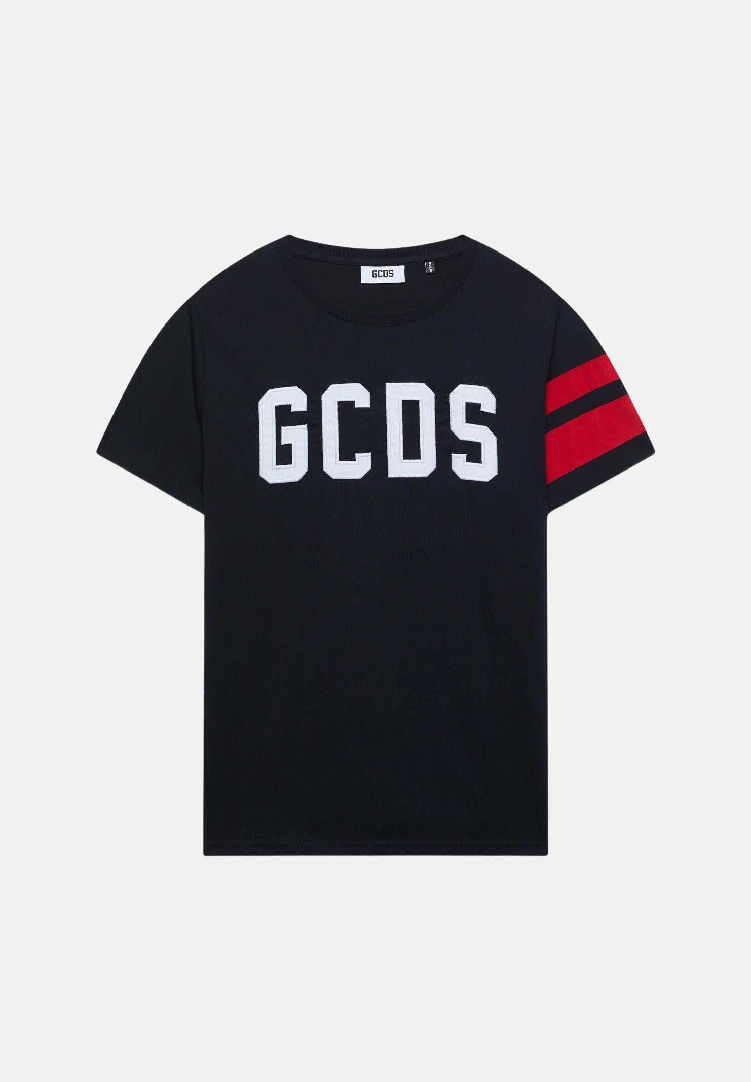 GCDS T-shirt a manica corta nera per bambino e bambina con logo Z0UKQC592J105 999R GCDS 