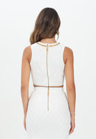 ELISABETTA FRANCHI Top in maglia avorio da donna con motivo a rombi TK60B56E2 360 ELISABETTA FRANCHI 