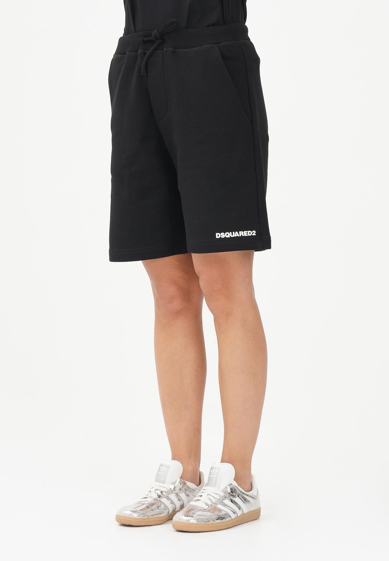 DSQUARED2 Shorts sportivo nero per donna, ragazzi e bambini con stampa logo DQ2738D0094 DQ900 DSQUARED2 