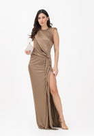 ELISABETTA FRANCHI Abito lungo argilla da donna con spacco laterale ABR2461E2 229 ELISABETTA FRANCHI 