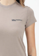 KARL LAGERFELD T-shirt a manica corta beige da donna decorata con il logo "Karl Lagerfeld Jeans" KLA1W17004 1JH KARL LAGERFELD 