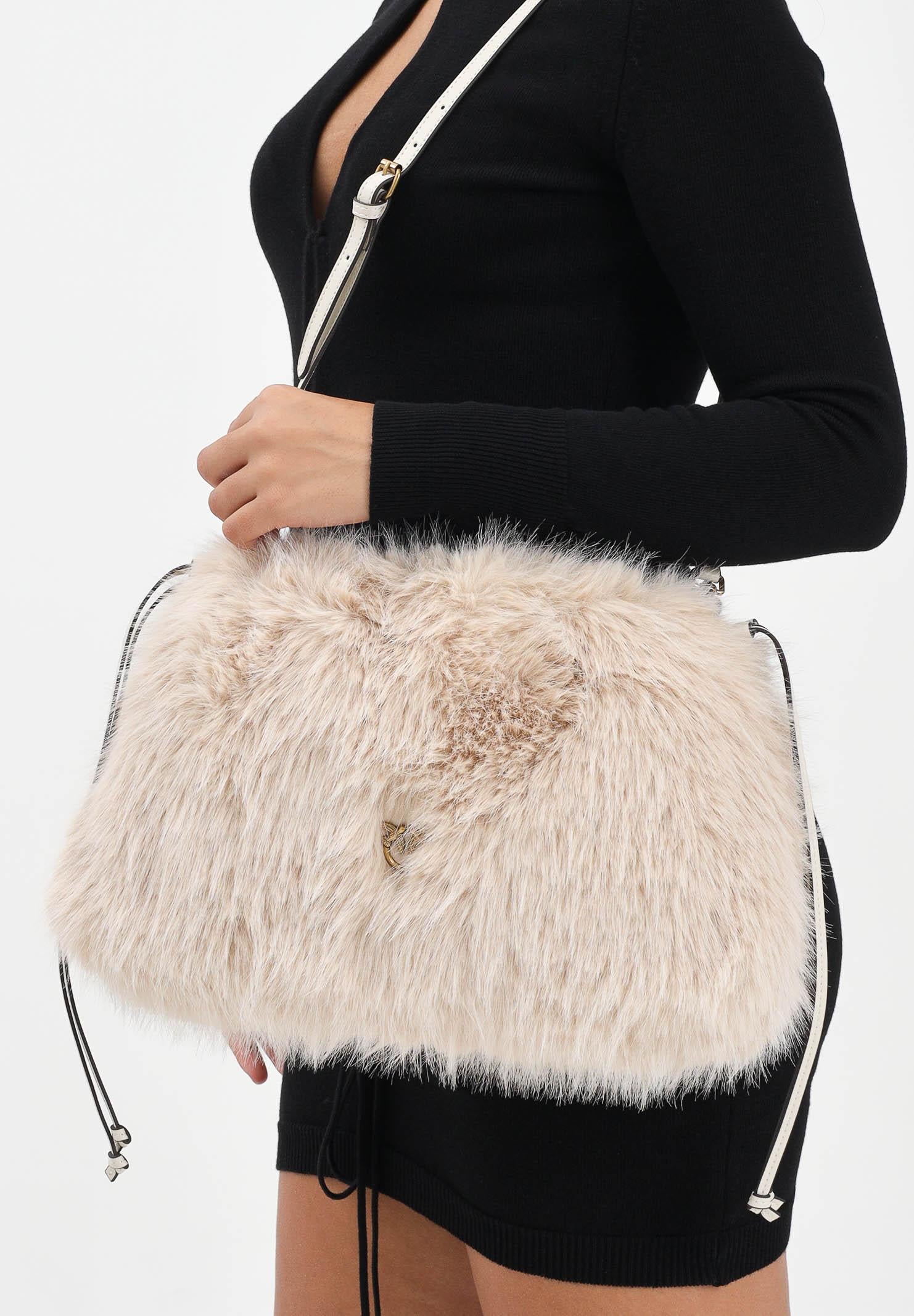 PINKO Maxi Clutch in eco pelliccia beige da donna 105909A2VZ C50Q PINKO 