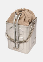 GCDS Borsa a mano argento da donna con logo GCDS in rilievo 3D GCDSD001 01 GCDS 
