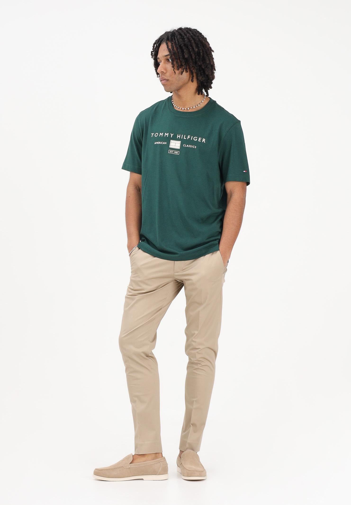 TOMMY HILFIGER T-shirt a manica corta verde da uomo con stampa MW0MW42365 MBN TOMMY HILFIGER 