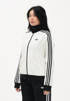 ADIDAS ORIGINALS Felpa con zip 3-Stripes panna e nera da donna KD3740 . ADIDAS ORIGINALS 