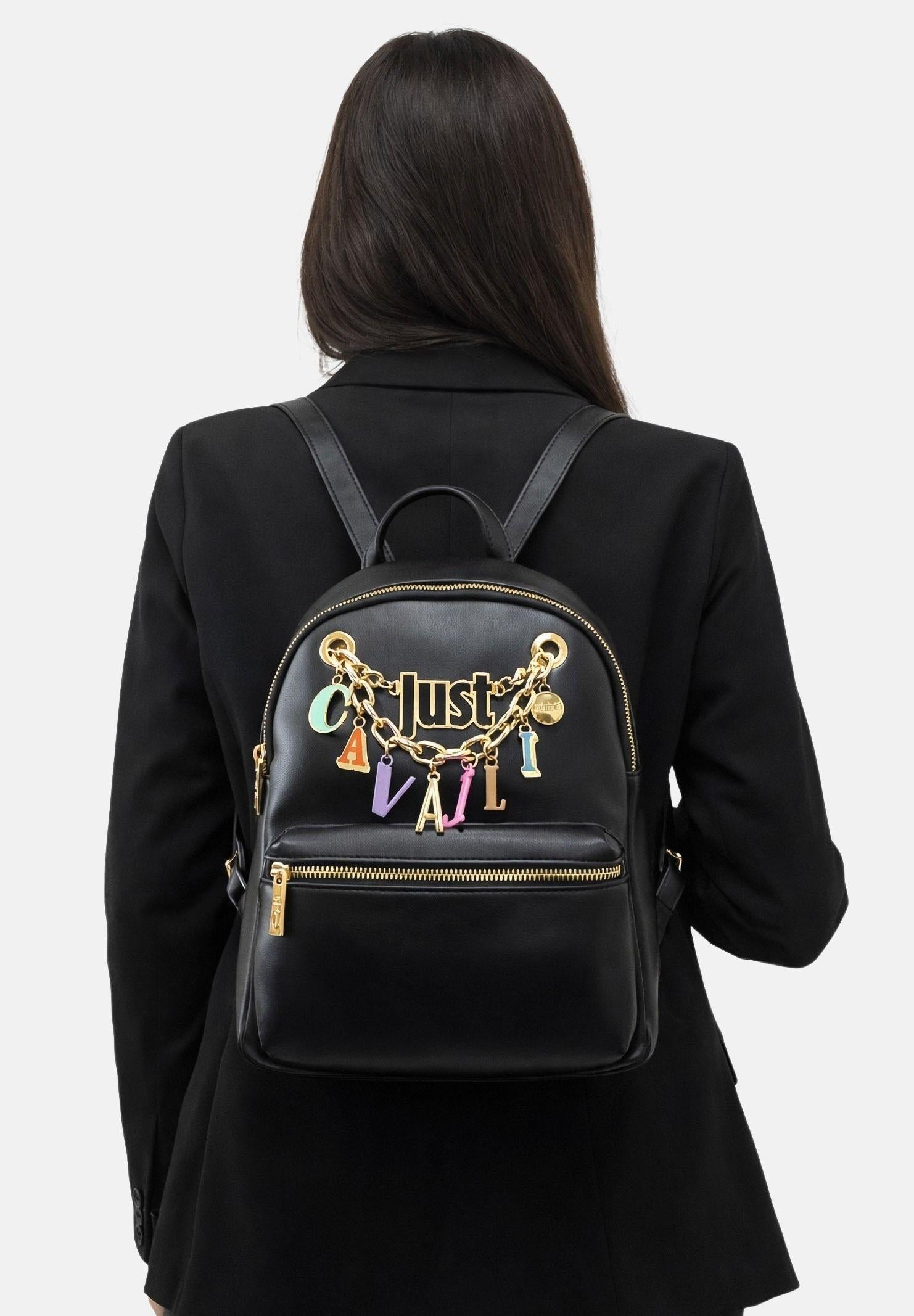 JUST CAVALLI Zaino nero da donna con charm 80RA4BE6ZSD85 899 JUST CAVALLI 