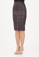 ELISABETTA FRANCHI Gonna midi marrone da donna con stampa struzzo GO14062E2 EV9 ELISABETTA FRANCHI 