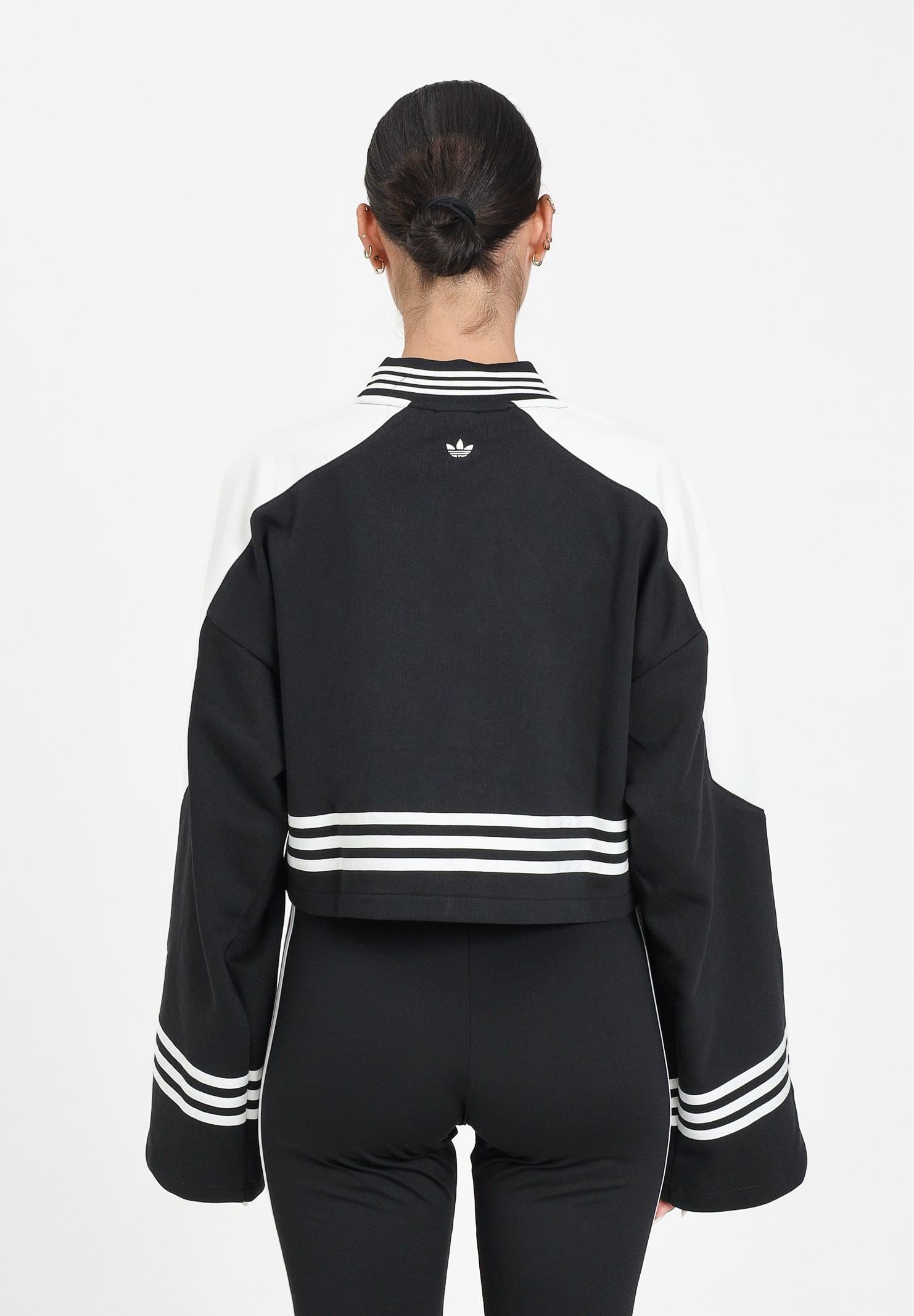 ADIDAS ORIGINALS Felpa Blocking Crewneck nera da donna JW7273  ADIDAS ORIGINALS 