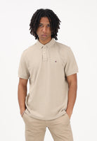 TOMMY HILFIGER Polo a manica corta beige da uomo con logo MW0MW17770 RBT TOMMY HILFIGER 