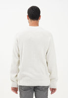 CALVIN KLEIN JEANS Maglioncino girocollo panna da uomo con patch logo LV04RD313GYAS . CALVIN KLEIN JEANS 