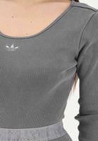 ADIDAS ORIGINALS Body a manica lunga ESSENTIALS RIB WASHED grigio da donna KE1121 . ADIDAS ORIGINALS 