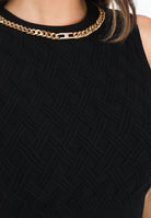 ELISABETTA FRANCHI Top in maglia nera da donna con motivo a rombi TK60B56E2 110 ELISABETTA FRANCHI 