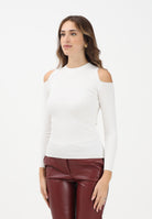 VICOLO Maglia girocollo bianca da donna con spalle scoperte 22185F BI VICOLO 