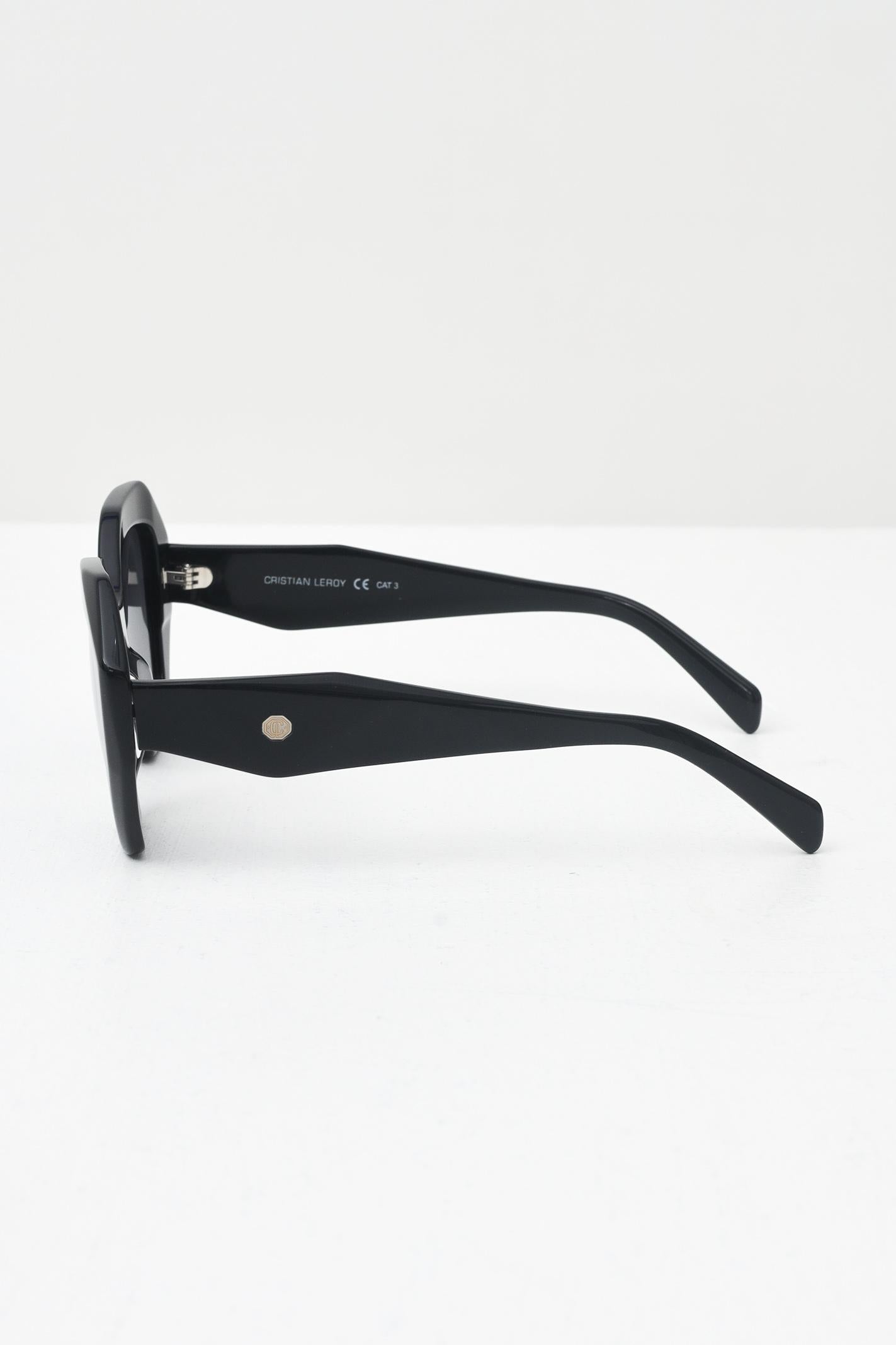 CRISTIAN LEROY Occhiali da sole neri da donna dal design ottagonale 25070 01 CRISTIAN LEROY 