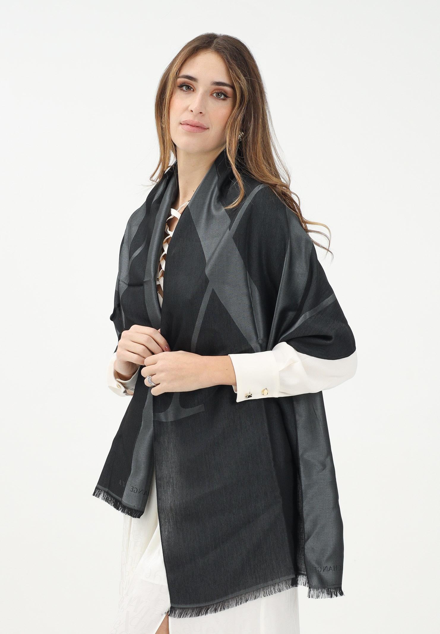 ARMANI EXCHANGE Sciarpa Nera Donna con Logo A|X