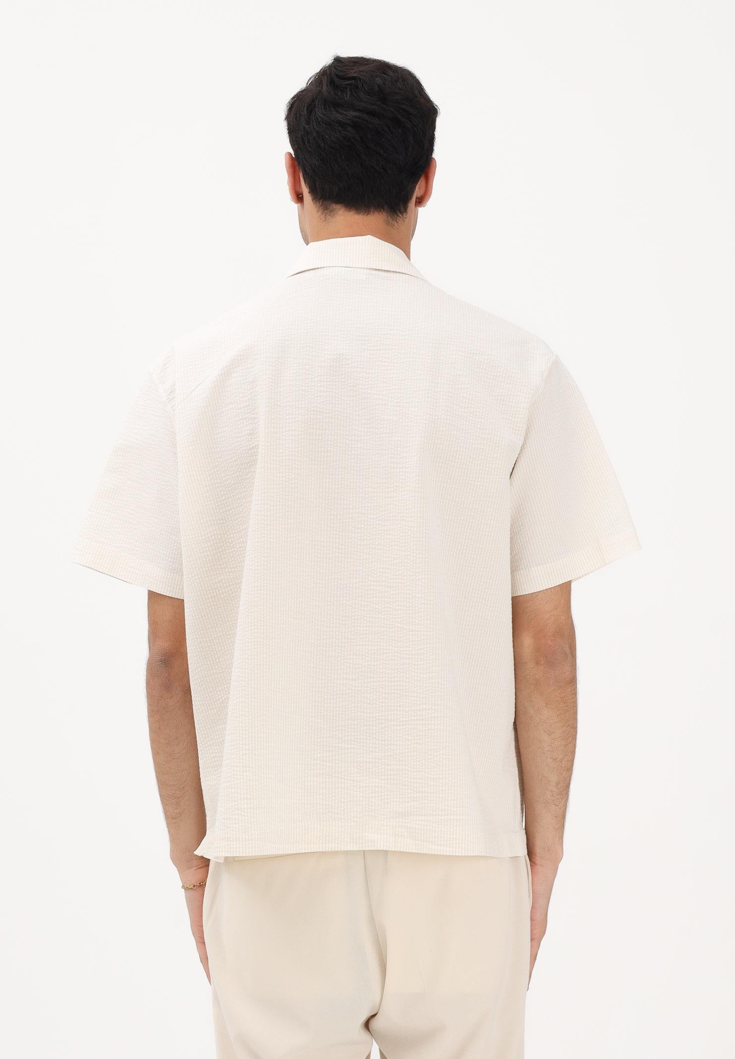LACOSTE Camicia a manica corta panna da uomo in seersucker CH2355 FM0 LACOSTE 