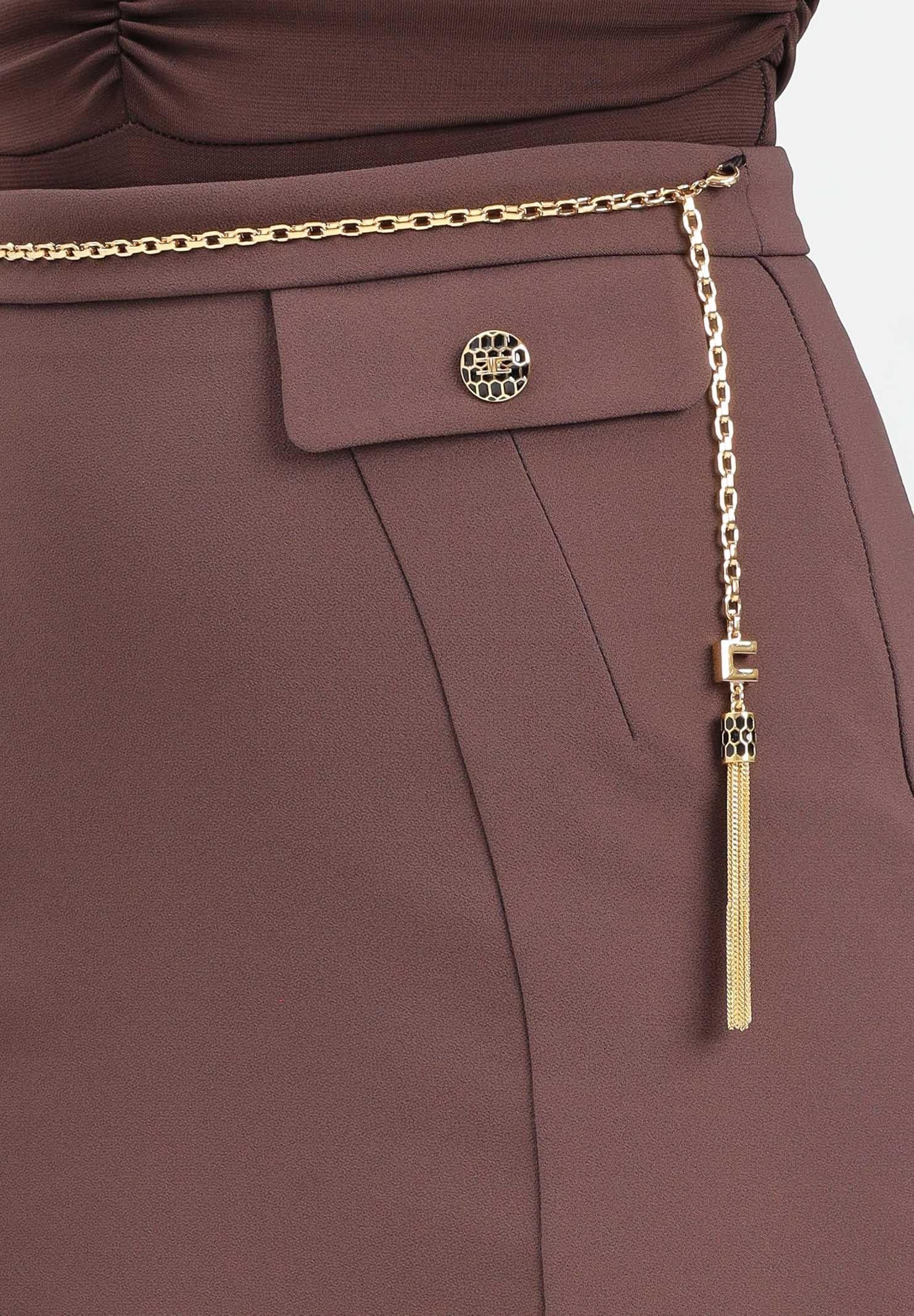 ELISABETTA FRANCHI Gonna corta marrone da donna con catena gioiello GO14857E2 EA3 ELISABETTA FRANCHI 