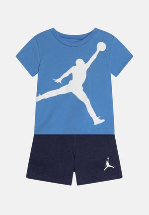 JORDAN Completino azzurro e blu da neonato con stampa logo Jumpman 65C138 U90 JORDAN 
