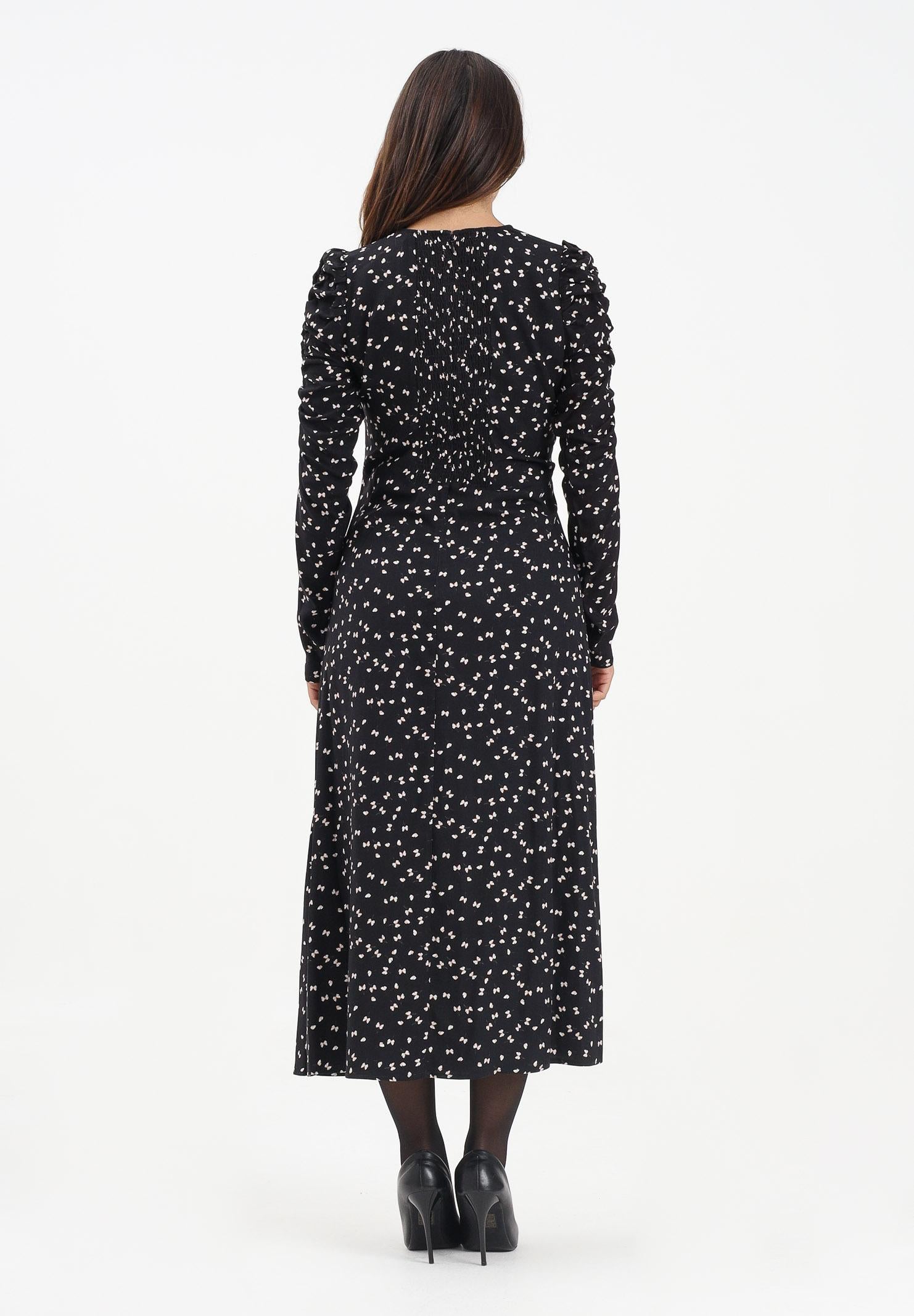 MAR DE MARGARITAS Abito midi Chloe nero da donna con micro fantasia papillon MMABW01290 NE103 Mar de margaritas 