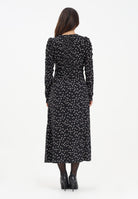 MAR DE MARGARITAS Abito midi Chloe nero da donna con micro fantasia papillon MMABW01290 NE103 Mar de margaritas 