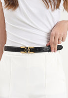 ELISABETTA FRANCHI Cintura nera da donna con fibbia doppia c CT25S62E2 110 ELISABETTA FRANCHI 