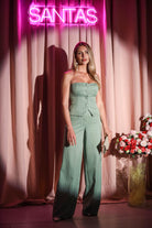 SANTAS Pantalone APPLE PIE verde da donna con motivo gessato PV25018 VERDE SANTAS 