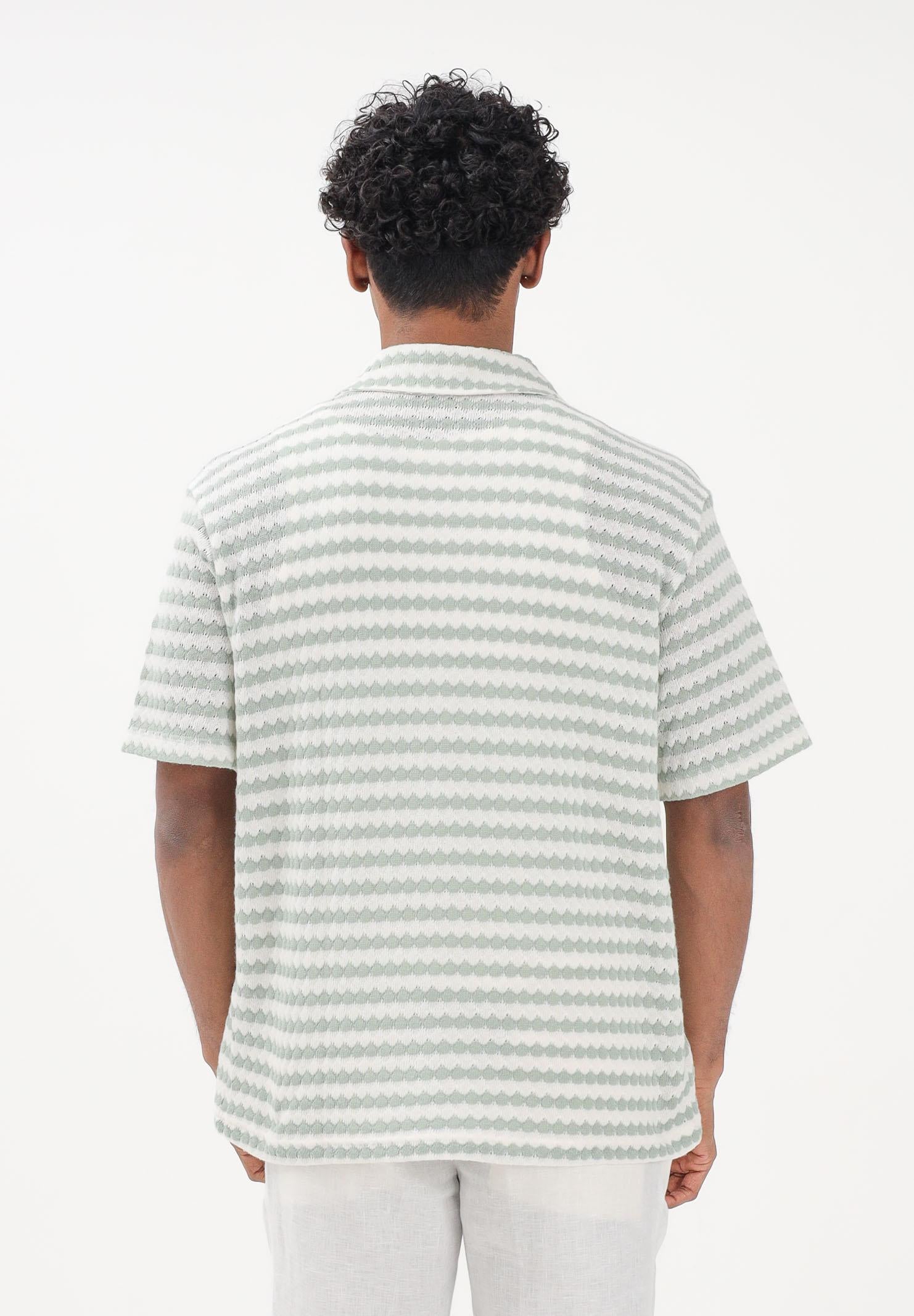 SELECTED HOMME Camicia a manica corta bianca e verde acqua da uomo con motivo a righe 16100463 AQGR SELECTED HOMME 