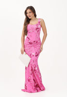 VERSACE JEANS COUTURE Abito lungo fucsia da donna con stampa Wave Couture 80HAO970JS550 499 VERSACE JEANS COUTURE 