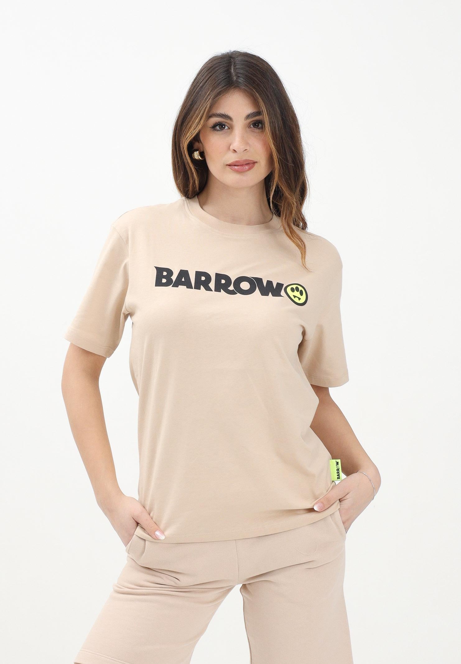 BARROW T-shirt a manica corta beige per donna, ragazzi e bambini con stampa logo S5BKJUTH082 092 BARROW 