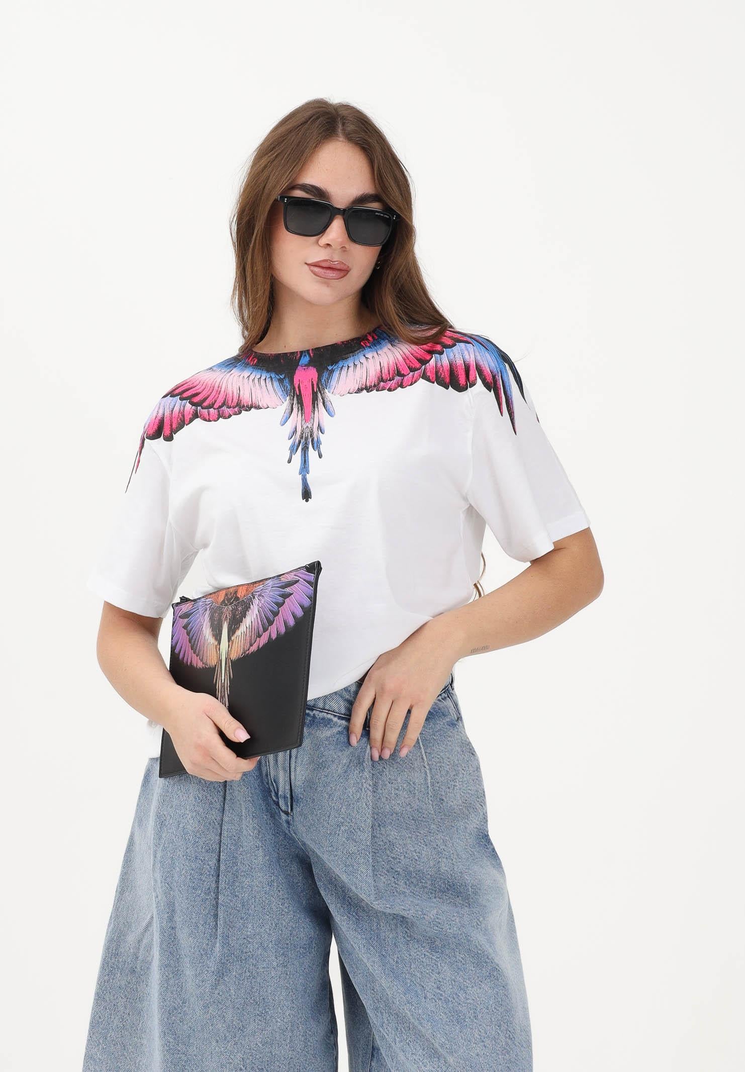 MARCELO BURLON COUNTY OF MILAN T-shirt a manica corta bianca da donna con stampa ali 26ECM30102 BICERO MARCELO BURLON COUNTY OF MILAN 