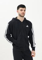 Felpa con zip Essentials 3-Stripes French Terry nera da uomo JD1877  ADIDAS PERFORMANCE 