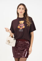 VICOLO T-shirt a manica corta marrone da donna con stampa teddy RF0620 MA VICOLO 