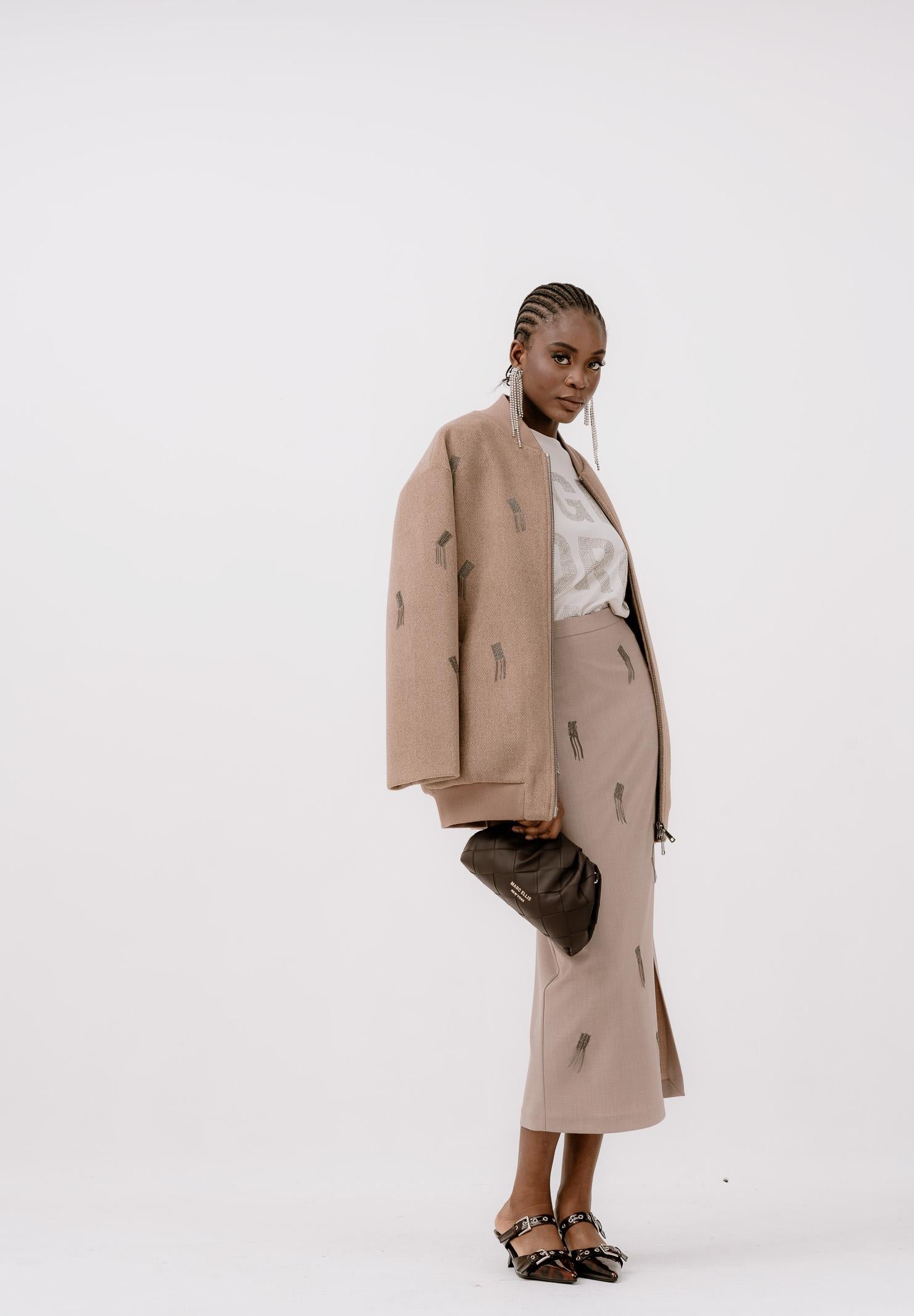 SIMONA CORSELLINI Cappottino beige da donna con dettagli gioiello A25CPCB00101-C00214 V0754 SIMONA CORSELLINI 