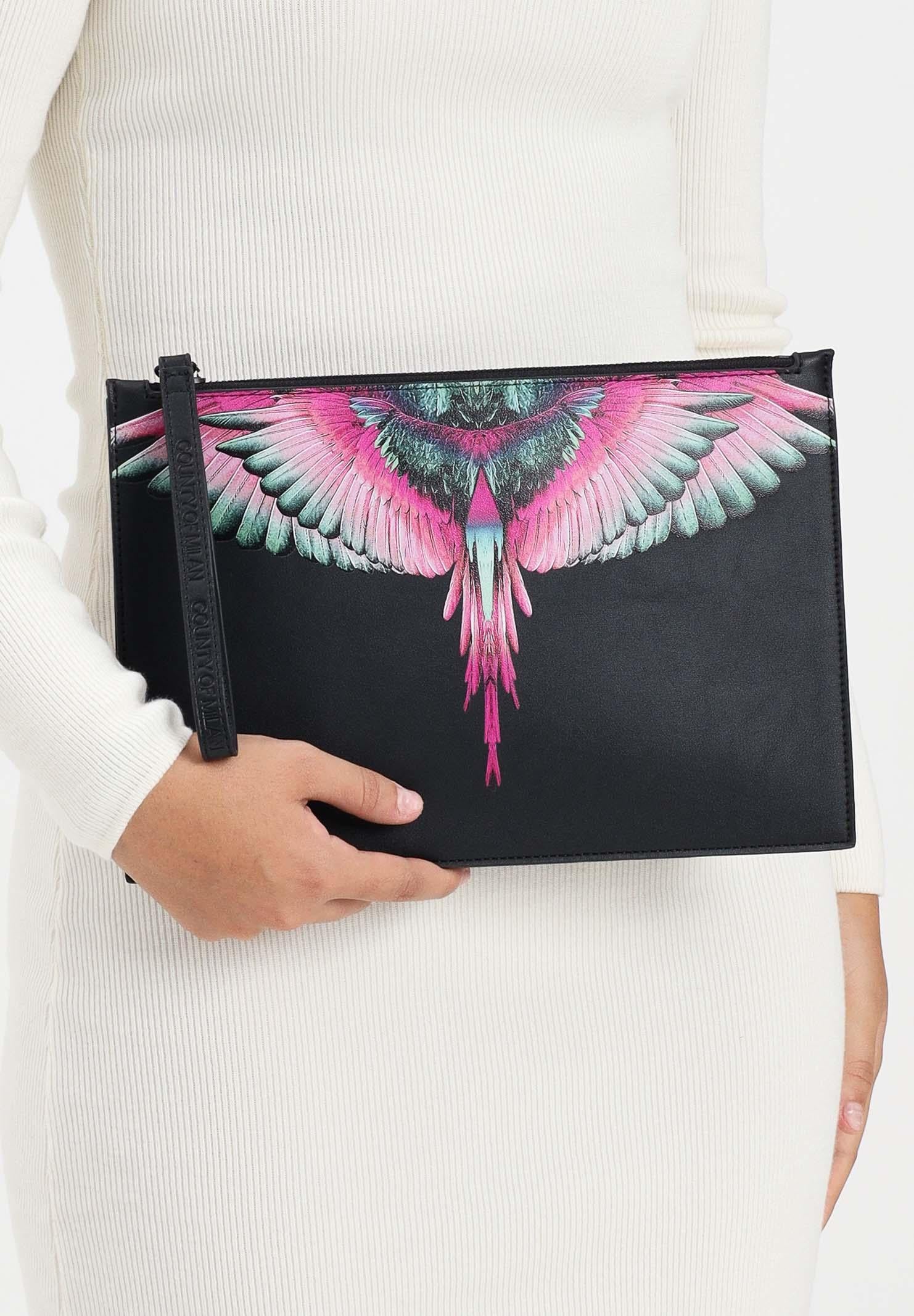 MARCELO BURLON COUNTY OF MILAN Pochette a mano nera per uomo e donna con stampa COMAF250134 . MARCELO BURLON COUNTY OF MILAN 