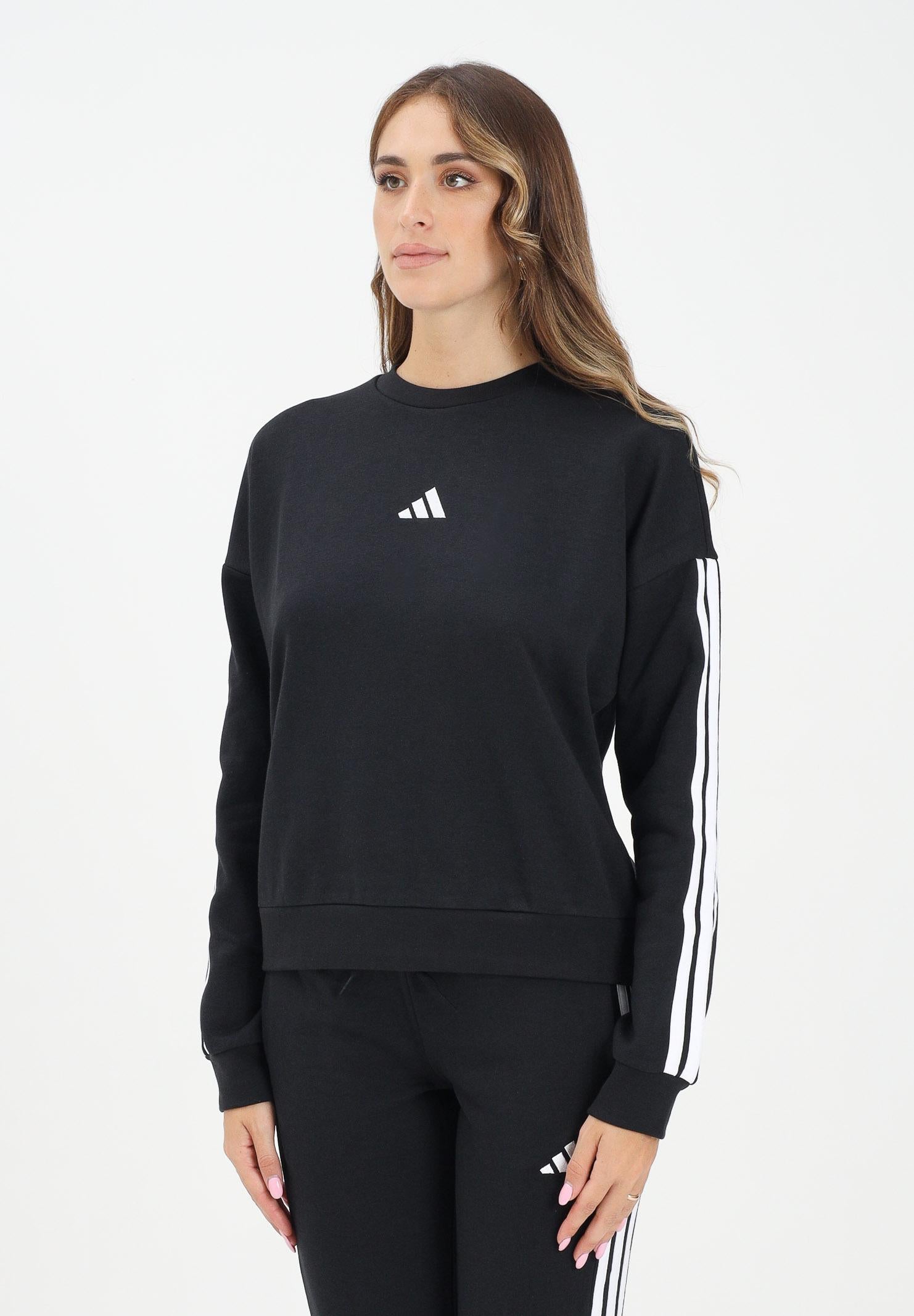 ADIDAS PERFORMANCE Felpa girocollo Essentials 3-Stripes Fleece nera da donna JE1298 . ADIDAS PERFORMANCE 