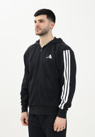 Felpa con zip Essentials 3-Stripes French Terry nera da uomo JD1877  ADIDAS PERFORMANCE 
