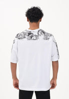 VERSACE JEANS COUTURE T-shirt a manica corta bianca da uomo con inserti con stampa Wave Couture 80GAH610JS543 U22 VERSACE JEANS COUTURE 